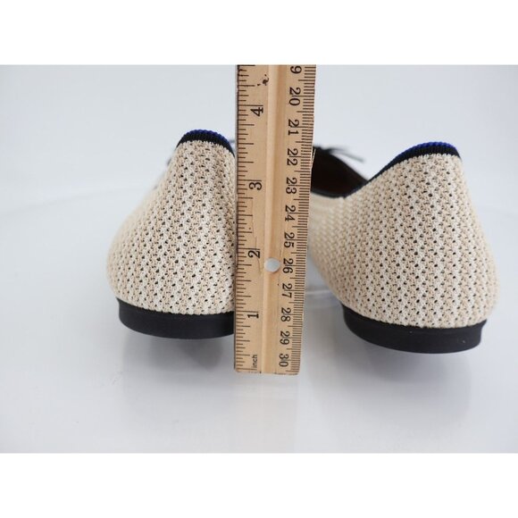 Rothy's Coco The Ballet Flat Cream Black Woven Bow Tie Flats Size 13 - Picture 6 of 12